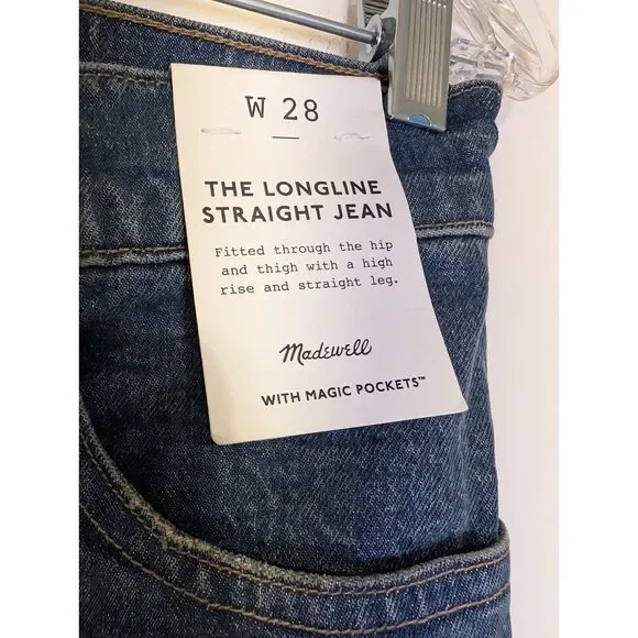 Madewell Longline Straight Jeans Greendale Wash High Rise Size 28 NWT NW251 - Picture 5 of 11